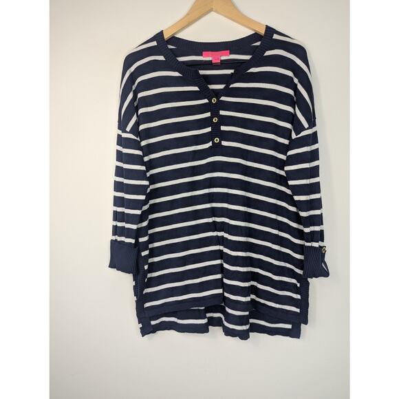 Lilly Pulitzer True Navy Moonlight Stripe Faraway Sweater - Picture 2 of 9